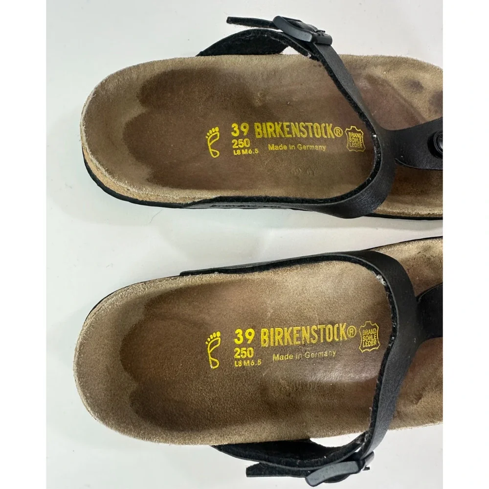 Birkenstock Gizeh Sandals Black Slides Buckle Thong 39 Women's US Size 8 - Picture 7 of 13